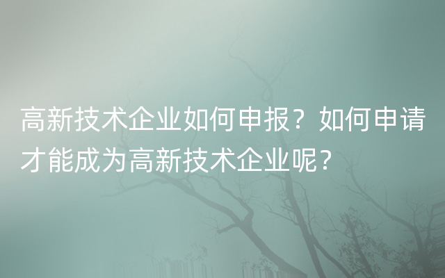 高新技术企业如何申报？如何申请才能成为高新技术企业呢？