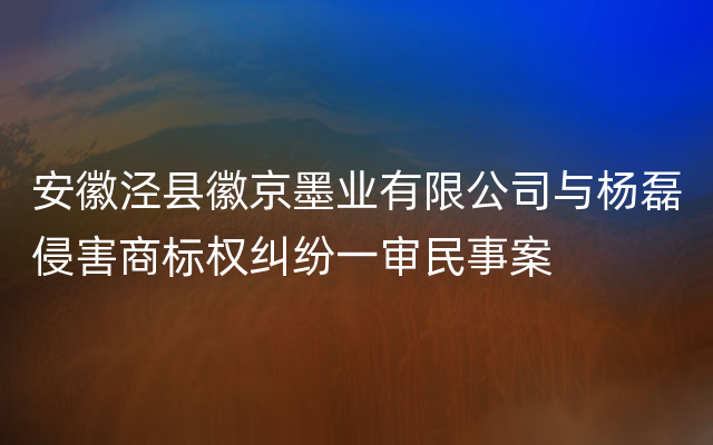 安徽泾县徽京墨业有限公司与杨磊侵害商标权纠纷一审民事案