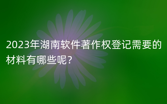 2023年湖南软件著作权登记需要的材料有哪些呢？