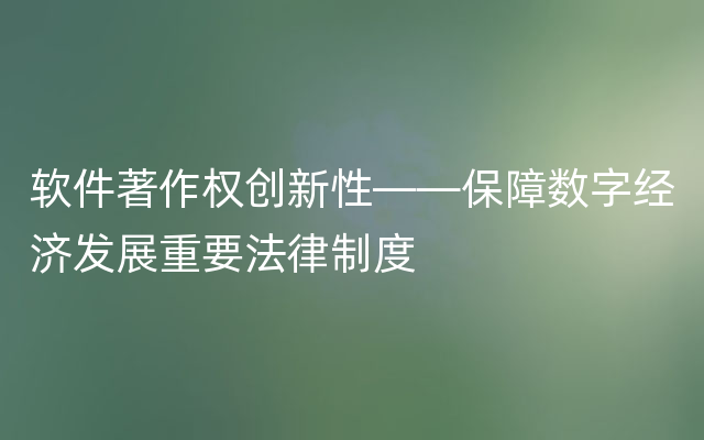 软件著作权创新性——保障数字经济发展重要法律制度