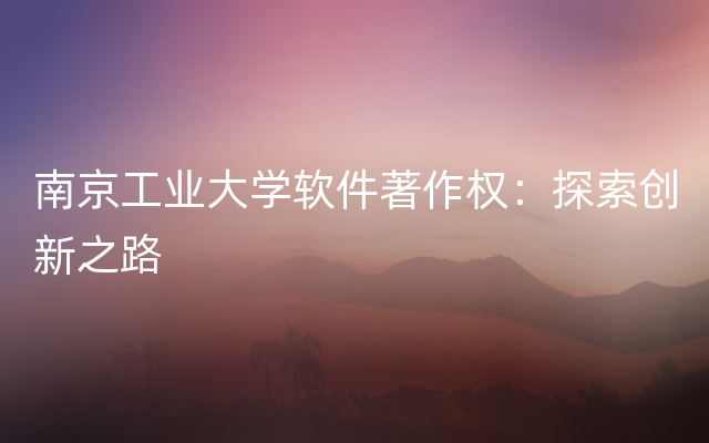 南京工业大学软件著作权：探索创新之路