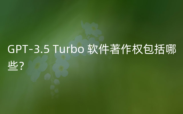 GPT-3.5 Turbo 软件著作权包括哪些？