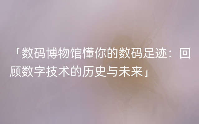 「数码博物馆懂你的数码足迹：回顾数字技术的历史与未来」