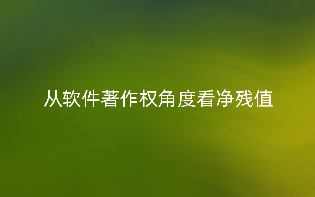 从软件著作权角度看净残值