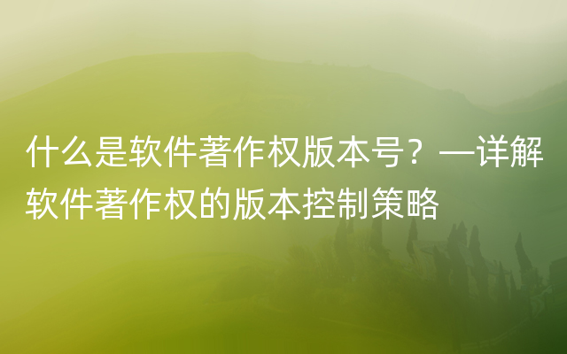 什么是软件著作权版本号？—详解软件著作权的版本控制策略