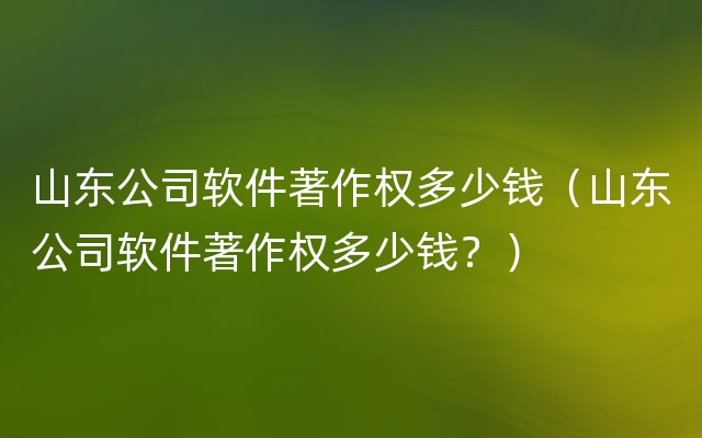 山东公司软件著作权多少钱（山东公司软件著作权多少钱？）