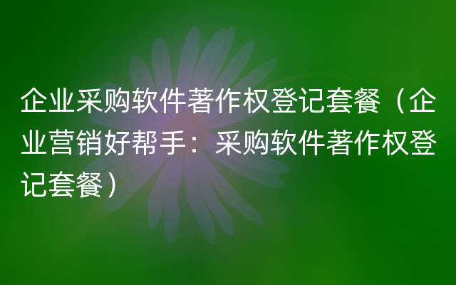 企业采购软件著作权登记套餐（企业营销好帮手：采购软件著作权登记套餐）