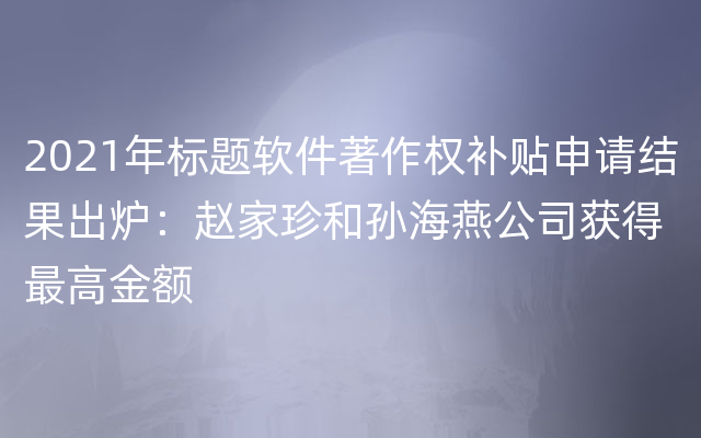 2021年标题软件著作权补贴申请结果出炉：赵家珍和孙海燕公司获得最高金额