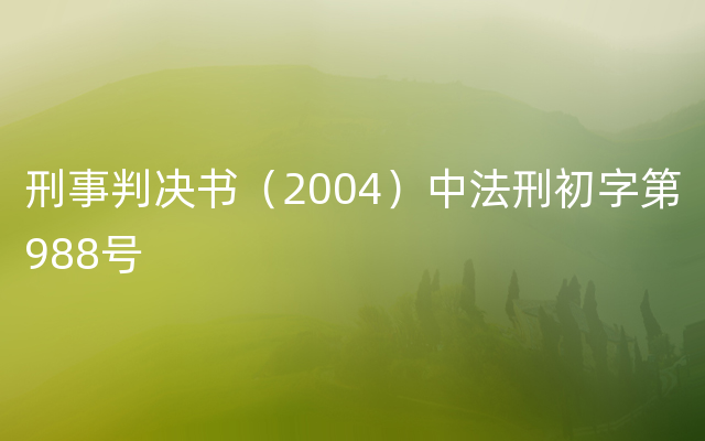 刑事判决书（2004）中法刑初字第988号