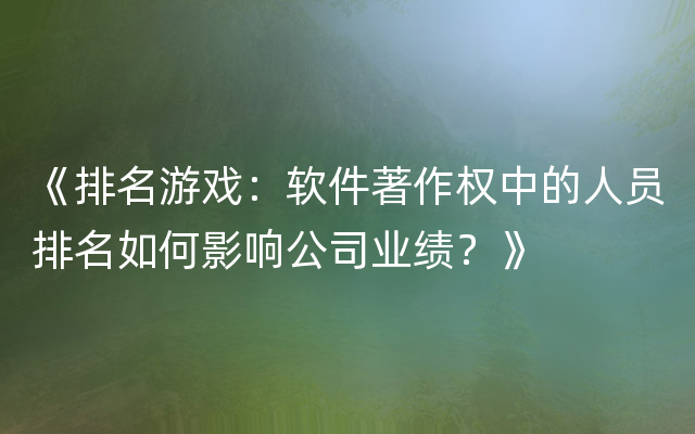 《排名游戏：软件著作权中的人员排名如何影响公司业绩？》