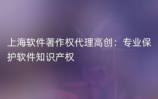 上海软件著作权代理高创：专业保护软件知识产权