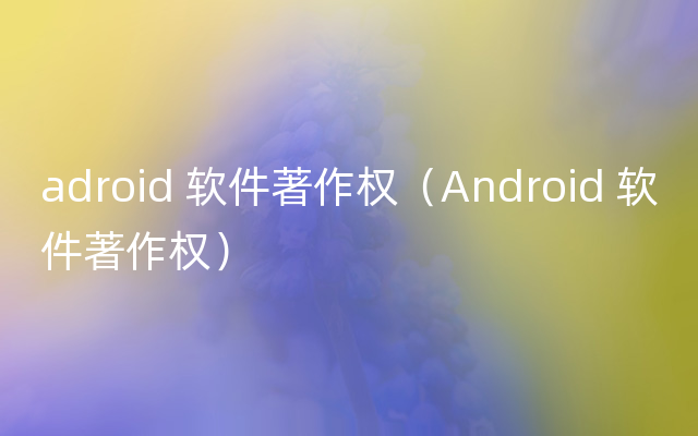 adroid 软件著作权（Android 软件著作权）