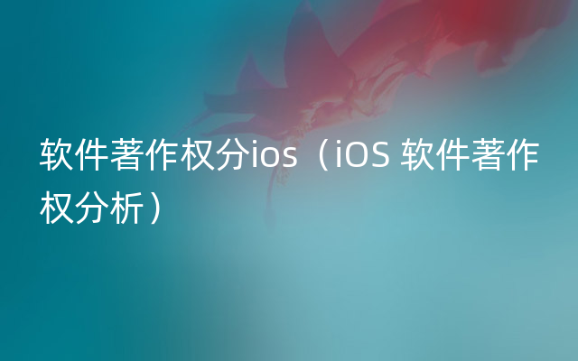 软件著作权分ios（iOS 软件著作权分析）