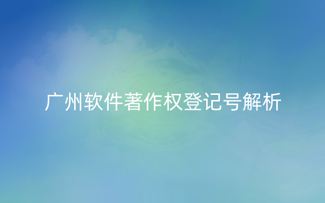 广州软件著作权登记号解析