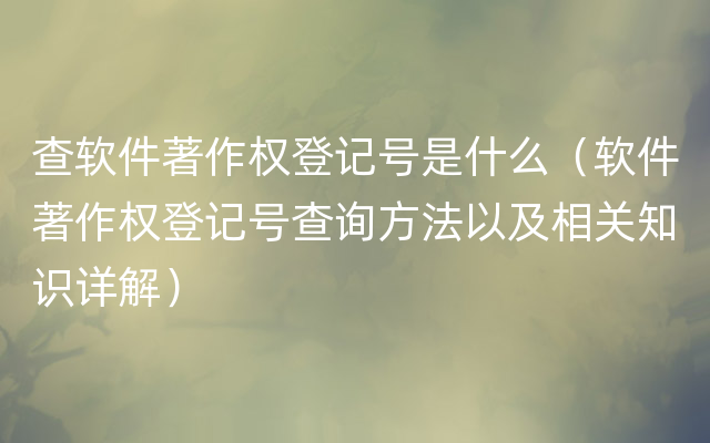 查软件著作权登记号是什么（软件著作权登记号查询方法以及相关知识详解）