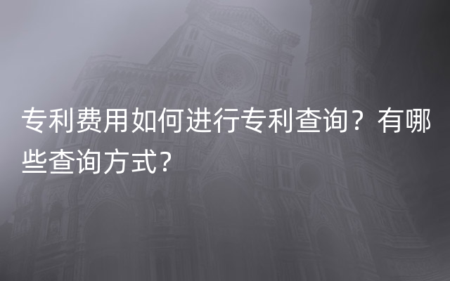 专利费用如何进行专利查询？有哪些查询方式？