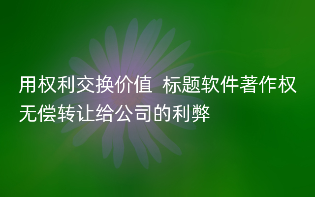 用权利交换价值  标题软件著作权无偿转让给公司的利弊