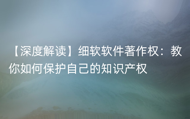 【深度解读】细软软件著作权：教你如何保护自己的知识产权