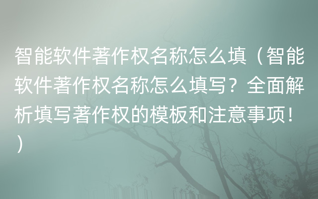 智能软件著作权名称怎么填（智能软件著作权名称怎么填写？全面解析填写著作权的模板和注意事项！）