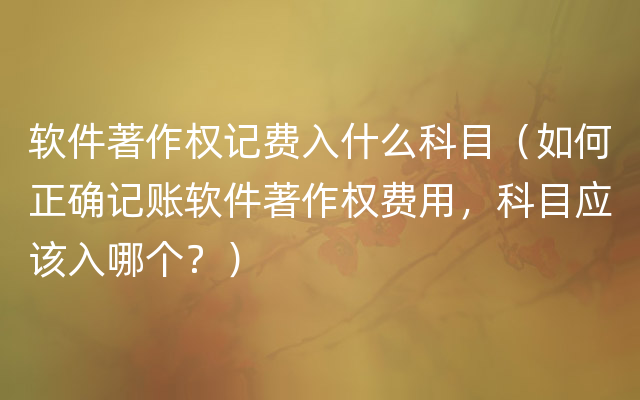 软件著作权记费入什么科目（如何正确记账软件著作权费用，科目应该入哪个？）