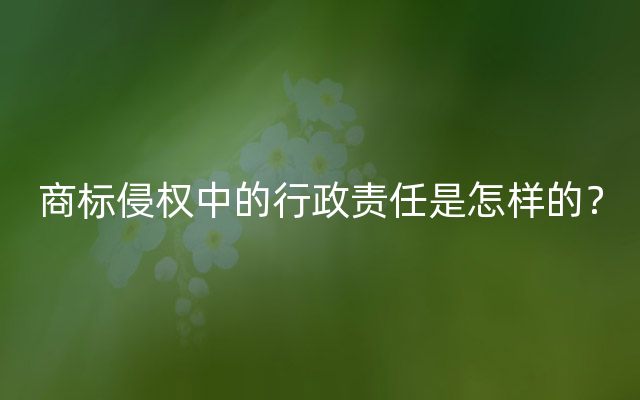 商标侵权中的行政责任是怎样的？