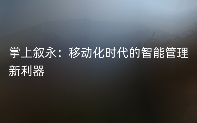 掌上叙永：移动化时代的智能管理新利器