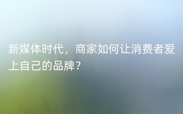 新媒体时代，商家如何让消费者爱上自己的品牌？