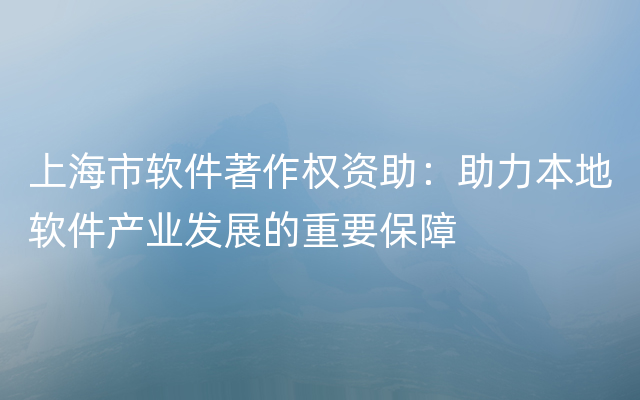上海市软件著作权资助：助力本地软件产业发展的重要保障