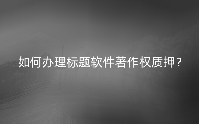 如何办理标题软件著作权质押？