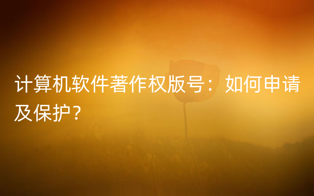 计算机软件著作权版号：如何申请及保护？