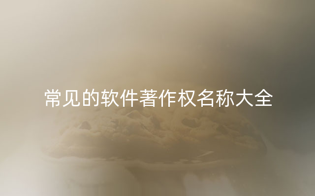 常见的软件著作权名称大全