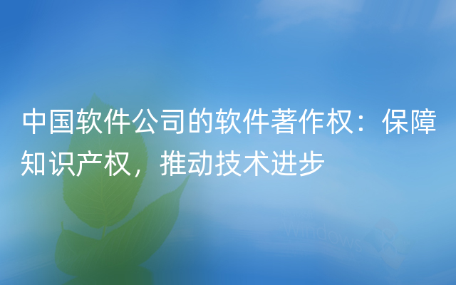 中国软件公司的软件著作权：保障知识产权，推动技术进步