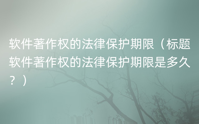 软件著作权的法律保护期限（标题软件著作权的法律保护期限是多久？）