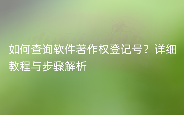 如何查询软件著作权登记号？详细教程与步骤解析