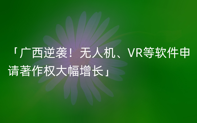 「广西逆袭！无人机、VR等软件申请著作权大幅增长」