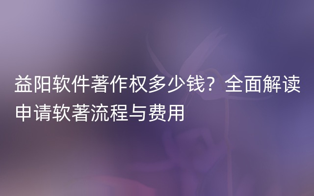 益阳软件著作权多少钱？全面解读申请软著流程与费用