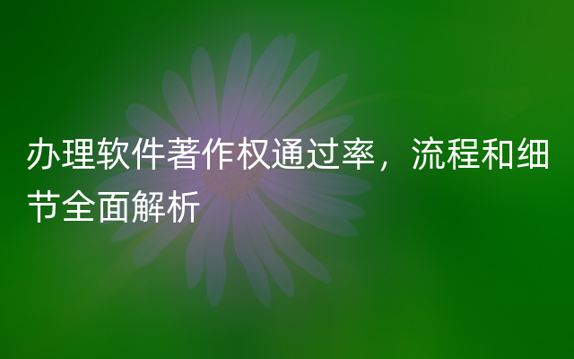 办理软件著作权通过率，流程和细节全面解析