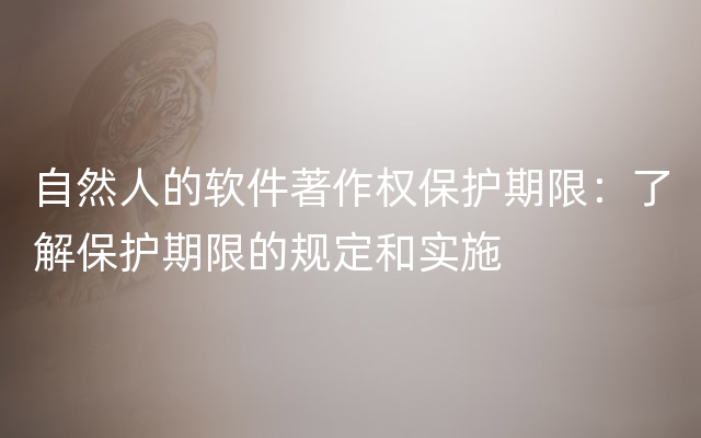 自然人的软件著作权保护期限：了解保护期限的规定和实施