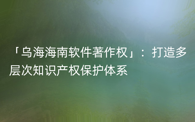 「乌海海南软件著作权」：打造多层次知识产权保护体系