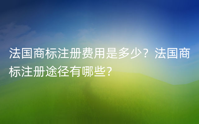 法国商标注册费用是多少？法国商标注册途径有哪些？