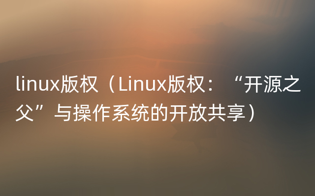 linux版权（Linux版权：“开源之父”与操作系统的开放共享）