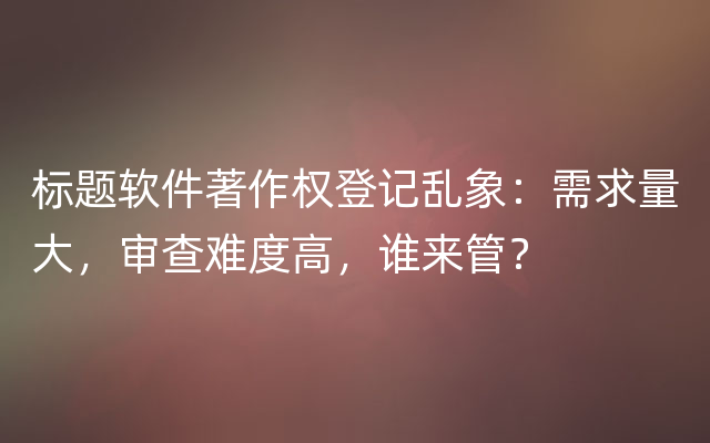 标题软件著作权登记乱象：需求量大，审查难度高，谁来管？