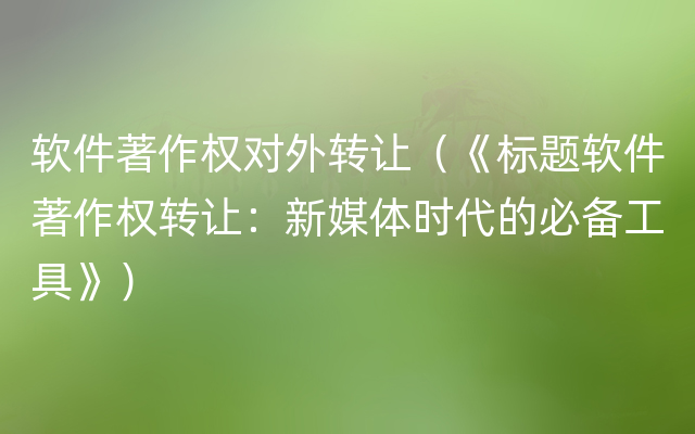 软件著作权对外转让（《标题软件著作权转让：新媒体时代的必备工具》）