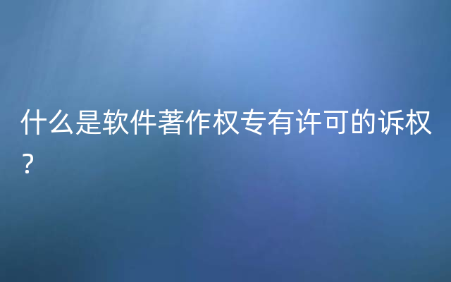 什么是软件著作权专有许可的诉权？