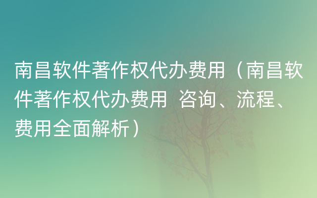 南昌软件著作权代办费用（南昌软件著作权代办费用  咨询、流程、费用全面解析）