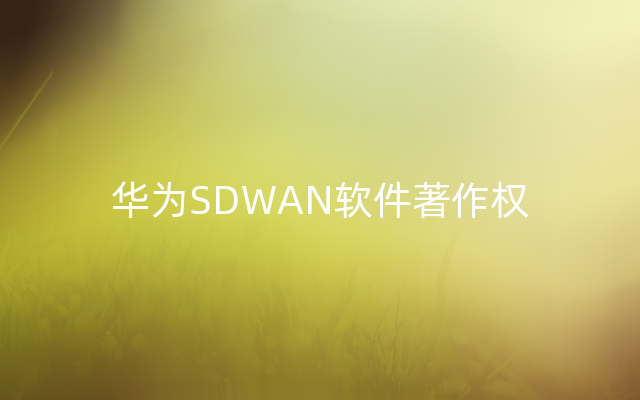 华为SDWAN软件著作权