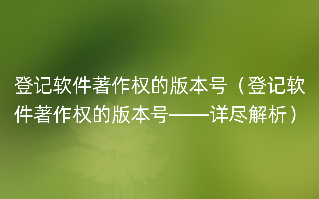 登记软件著作权的版本号（登记软件著作权的版本号——详尽解析）