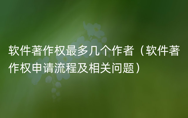 软件著作权最多几个作者（软件著作权申请流程及相关问题）