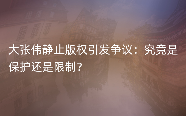 大张伟静止版权引发争议：究竟是保护还是限制？