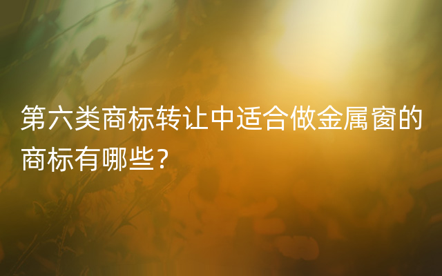 第六类商标转让中适合做金属窗的商标有哪些？